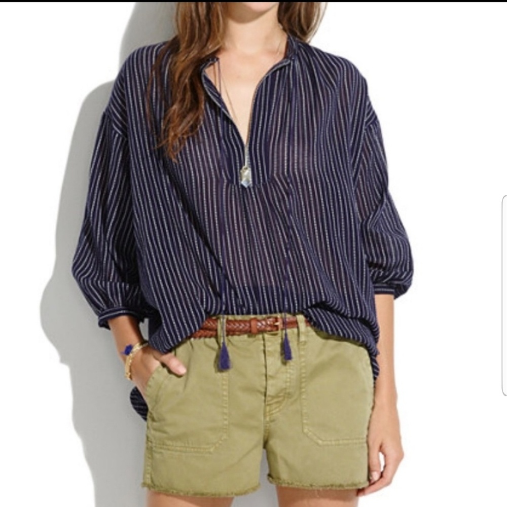 Madewell Dot Line Tunic Blouse